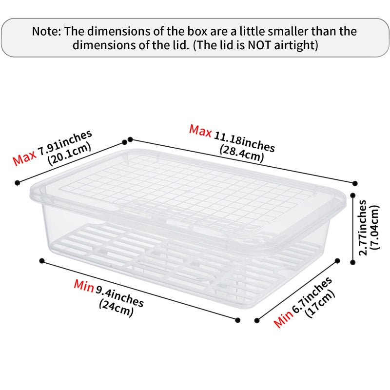 77L Food Storage Container, (3-Pack) Plastic Food Containers with Removable Drain Plate and Lid, Stackable Portable Freezer Storage Containers - Tray to Keep Fruits, Vegetables, Meat and More - Image 5